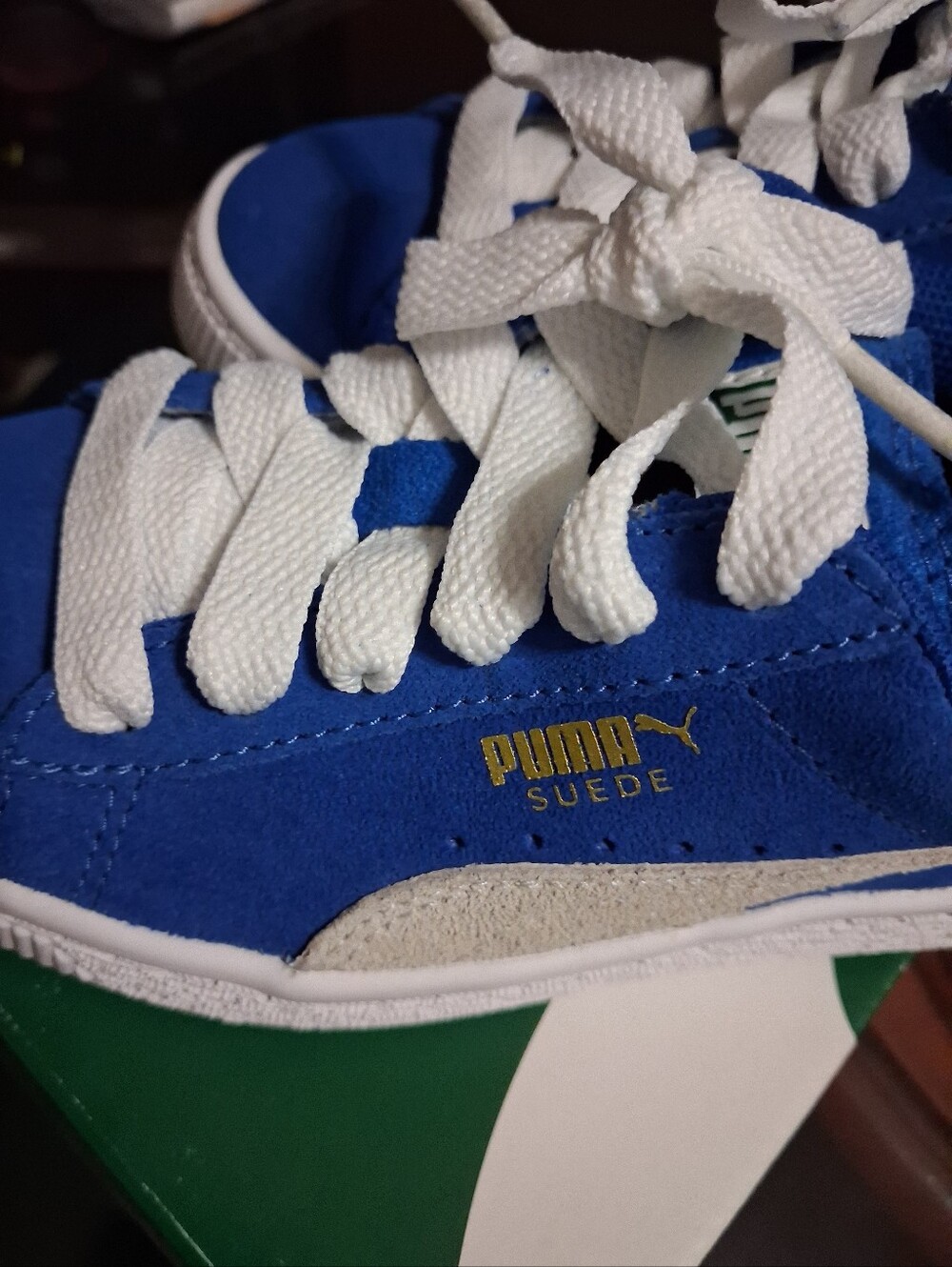 Puma Kids Suede Sneakers in Royal Blue with White Laces